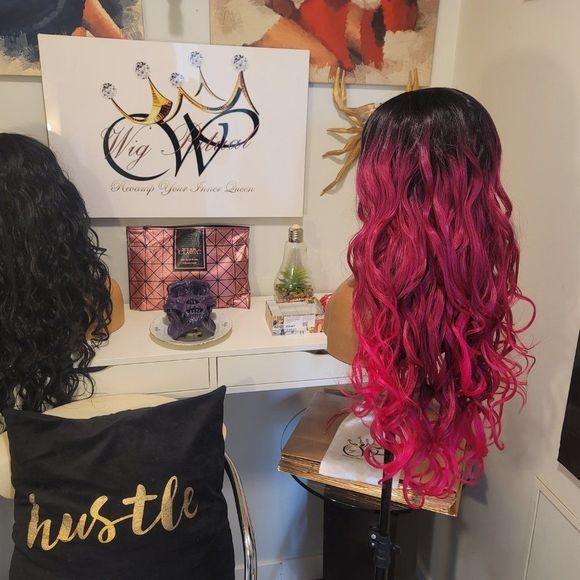 Fushia fire 24" bodywave wig - Picture 3 of 5